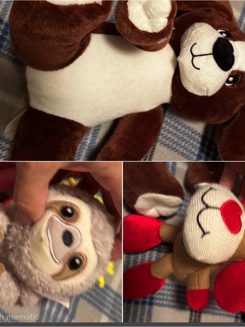 Ty Brown and White Plush Puppy with Red-Accented Mini Companions